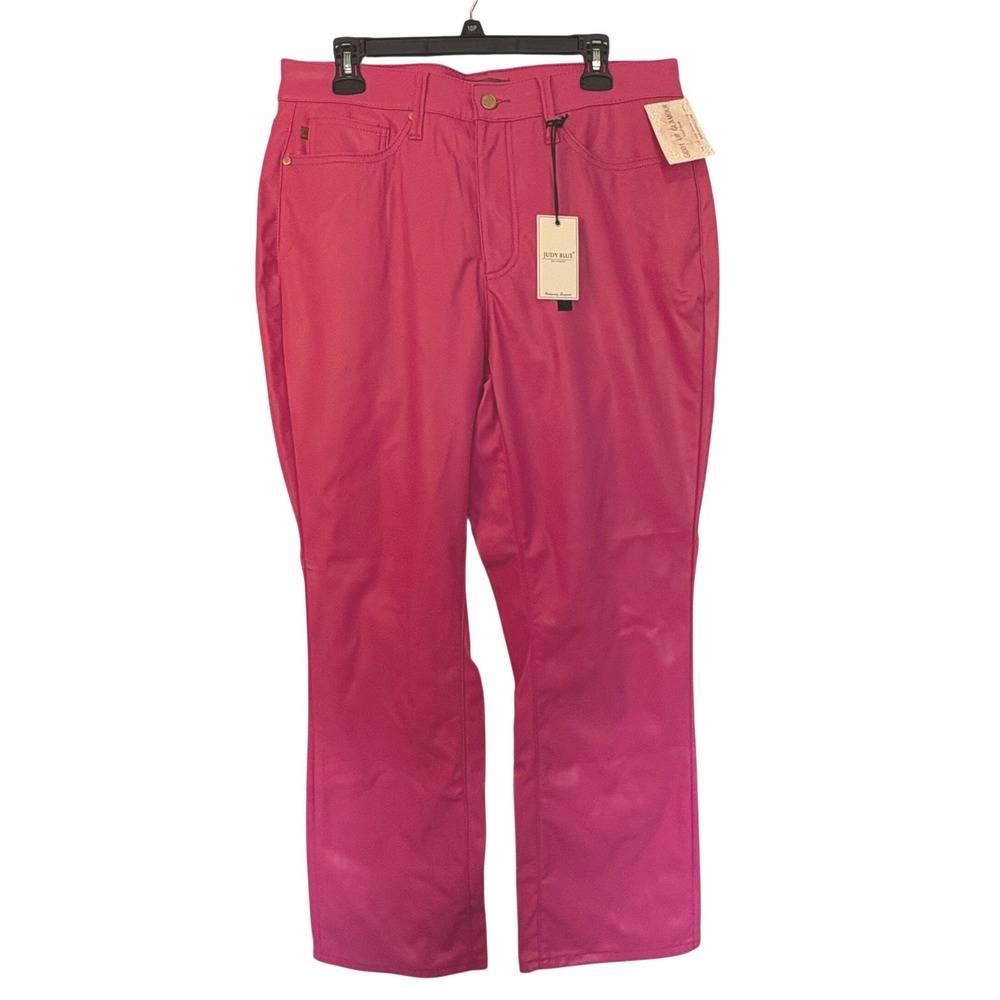 Judy Blue Tanya Faux Leather Pants Hot PInk 14W Tummy Control Barbiecore NWT